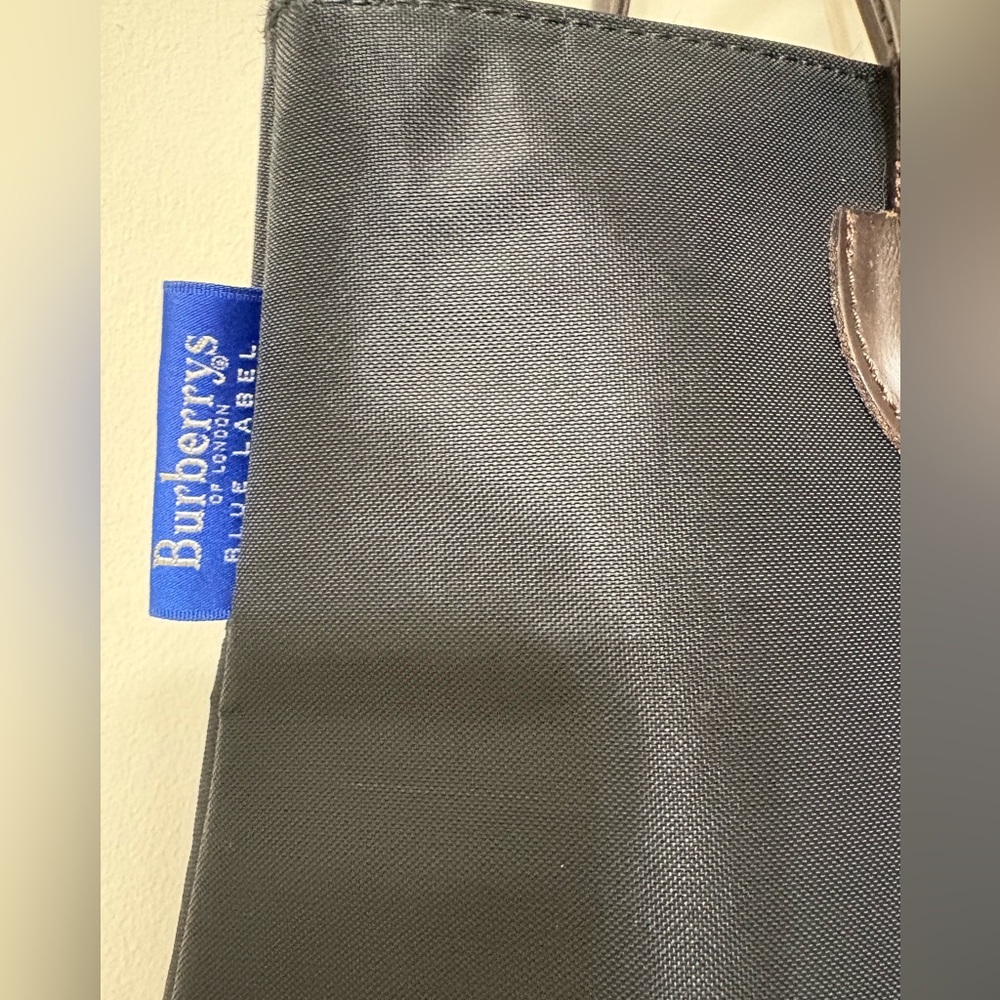 Burberry Black Tote with Check Trim and Brown Handles - Picture 4 of 16